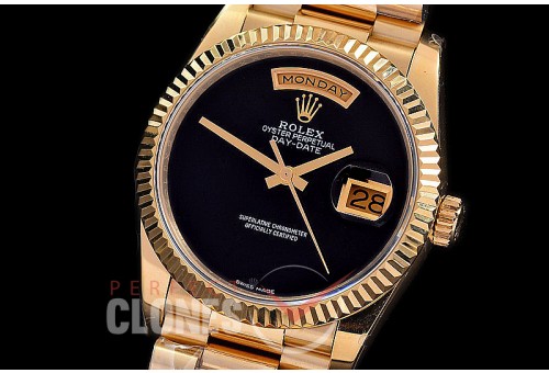 R36DDF-131 BP 128238 DayDate YG/YG Fluted/President Black Bark Onyx A-2836