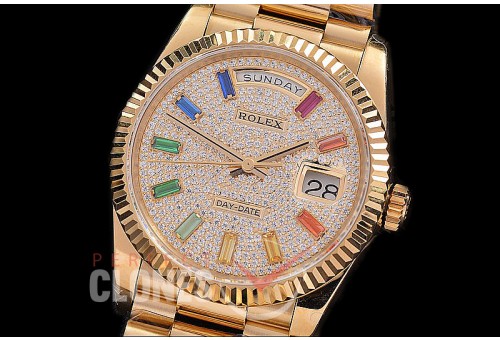 R40DDR00409 228345RBR RG/RG Fluted Bez Rose Gold Rainbow Glazier Asian Clone 2836