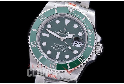 0 0 0 0 0 0 0 0 0 0 0 RLSS00302 BP 904L Steel Hulk Submariner 116610LV SS/SS Green SH 3135