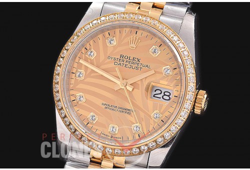 R36DJT-519Y BP Datejust 36 126233 SS/YG Fluted/Jubilee 2021 Gold Palm Diamonds A-2824