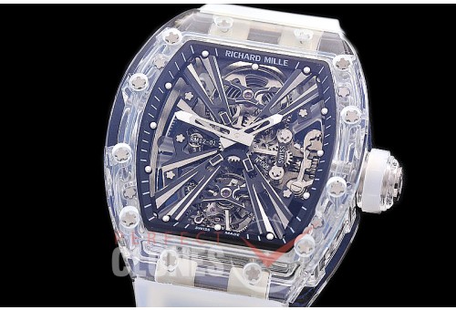 0 0 0 0 0 0 0 RM012-01-001A RM012-01 Sapphire Tourbillon Clear Sapphire/RU Black Skeleton Asian Seagull Tourbillon 