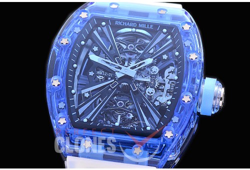 0 0 0 0 0 0 0 RM012-01-002A RM012-01 Sapphire Tourbillon Blue Sapphire/RU Black Skeleton Asian Seagull Tourbillon 