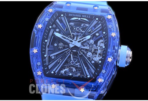 0 0 0 0 0 0 0 RM012-01-002B RM012-01 Sapphire Tourbillon Blue Sapphire/RU Black Skeleton Asian Seagull Tourbillon 