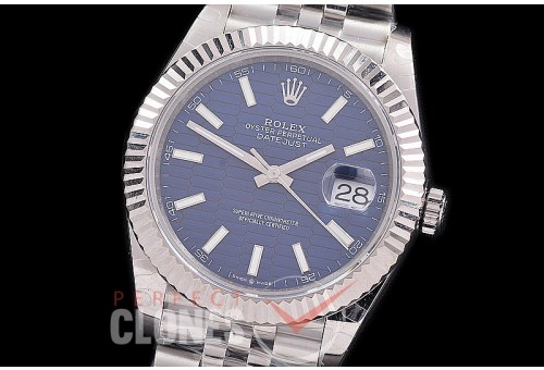 R41DJS-3235-108 BP 126334 Datejust 41mm SS/SS Fluted/Jubilee Blue Fluted Sticks VR 3235 