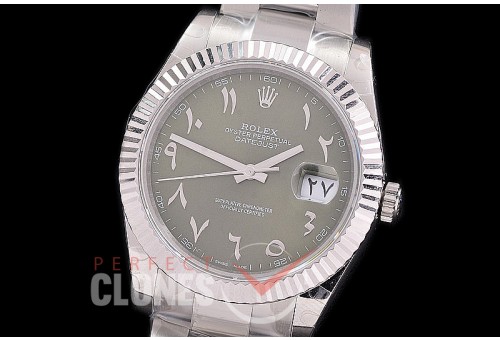 R41DJS-3235-196 BP 126334 Datejust 41mm SS/SS Fluted/Oyster Olive Green Arabic VR 3235 