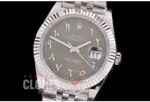 R41DJS-3235-146 BP 126334 Datejust 41mm SS/SS Fluted/Jubilee Olive Green Arabic VR 3235 