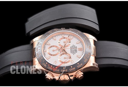 0 0 0 RLDFR-4130-851R QF V3 904L Steel Daytona 116515LN RG/CER/RU White Sticks 4130 Superclone - 72 Hours Power Reserve Movement 
