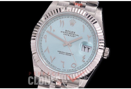 0 0 0 0 0 R41DJS-3235-247 GMF 904L Steel Datejust 41mm 126334 SS/SS Fluted/Jubilee Ice Blue Arabic Numeral VR 3235 