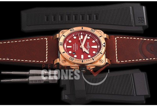 0 0 0 0 0 0 0 BR03-92-044 ANF/OXF BR03-92 Bronzo Diver BR/LE Red Miyota 9015 - Bundle Rubber Strap / Toolkit 