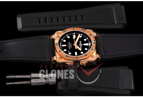 0 0 0 0 0 0 0 BR03-92-041 ANF/OXF BR03-92 Bronzo Diver BR/LE Black Miyota 9015 - Bundle Rubber Strap / Toolkit 