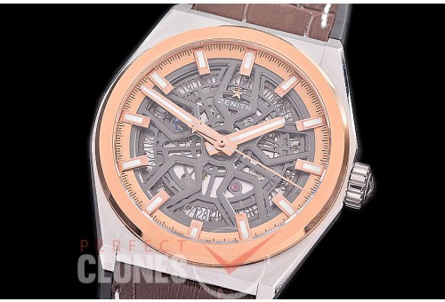 0 0 0 0 0 0 0 0 0 0 0 ZN-DFC-112 Defy Classic Automatic SS/RG/LE Black Skeleton / Rose Gold Miyota 9015 Modified 
