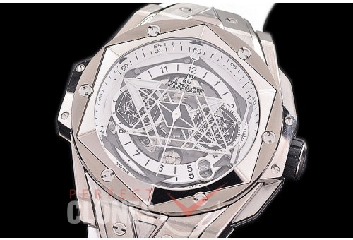 HB-SB2-101 BBF Big Bang Sang Bleu II 45mm Chronograph TI/RU White A-7750 Modified