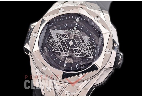 HB-SB2-102 BBF Big Bang Sang Bleu II 45mm Chronograph TI/RU Black A-7750 Modified