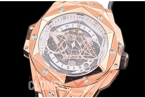 HB-SB2-111 BBF Big Bang Sang Bleu II 45mm Chronograph RG/RU White A-7750 Modified 