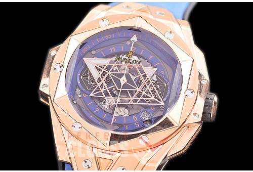 HB-SB2-113 BBF Big Bang Sang Bleu II 45mm Chronograph RG/RU Blue A-7750 Modified 