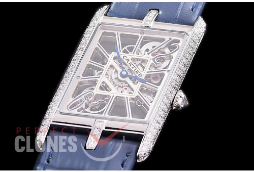 CARTSY-101D TWF Cartier Tank Asymétrique SS/Diam/LE Skeleton Swiss Ronda Quartz