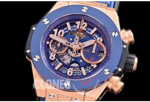 0 0 0 0 0 HB45-117 ZF Big Bang Unico RG/CER/RU Blue Skeleton A-7750 