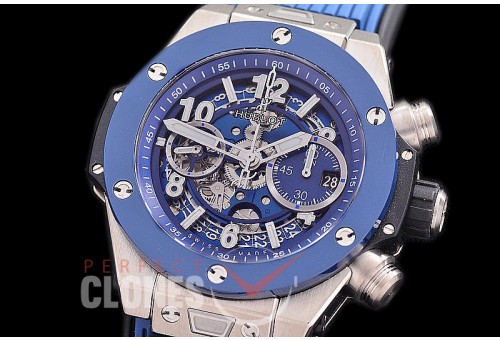 0 0 0 0 0 HB45-107 ZF Big Bang Unico SS/CER/RU Blue Skeleton A-7750 