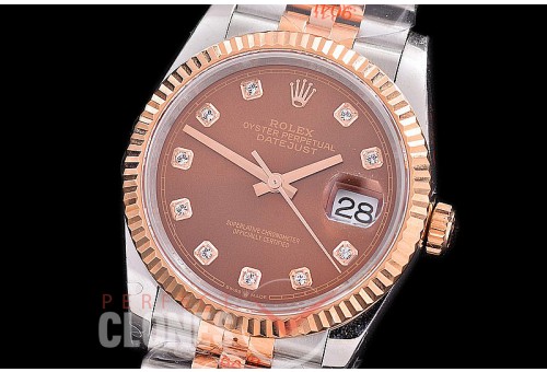 R36DJTR-3235-217 GMF 126231 SS/RG Fluted/Jubilee Brown Diamonds VR 3235 904L Steel / Extra Weighted Casework / Bracelet 