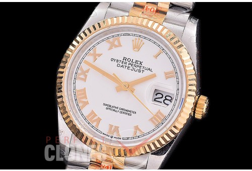 R36DJT-3235-221 GMF 126233 SS/YG Fluted/Jubilee White Roman VR 3235 904L Steel / Extra Weighted Casework / Bracelet 