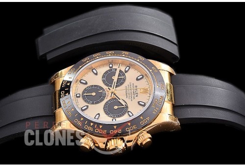 0 0 0 RLDF-4130-855R QF V3 904L Steel Daytona 116518LN YG/CER/RU Sunset Gold Sticks 4130 Superclone - 72 Hours Power Reserve Movement 
