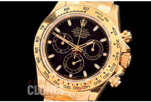 0 0 0 RLDF-4130-842 QF V3 904L Steel Daytona 116508 YG/YG Black Sticks 4130 Superclone - 72 Hours Power Reserve Movement 