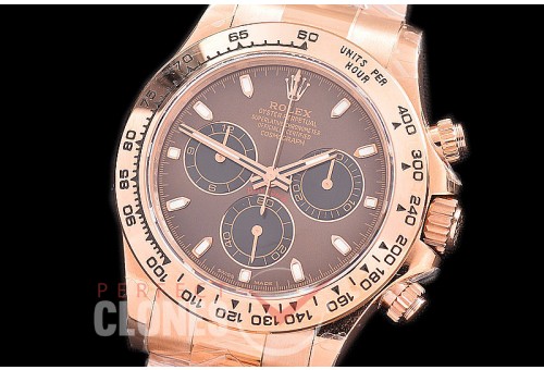 0 0 0 RLDFR-4130-846 QF V3 904L Steel Daytona 116505 RG/RG Brown Sticks 4130 Superclone - 72 Hours Power Reserve Movement 