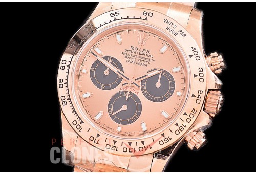 0 0 0 RLDFR-4130-845 QF V3 904L Steel Daytona 116505 RG/RG Rose Gold Sticks 4130 Superclone - 72 Hours Power Reserve Movement 