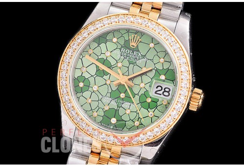 R31DJT-486J Datejust Midsize 278283RBR SS/YG Diam/Jubilee Green Flora Diam Asian Clone 2824 