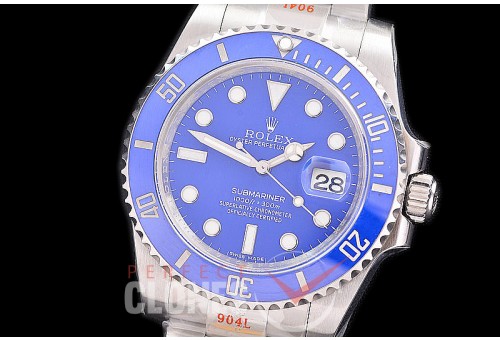 0 0 0 0 0 0 RLSS00913 NF V11 904L Steel Submariner 116619LN SS/SS Smurf Blue A-2836 - Special Offer