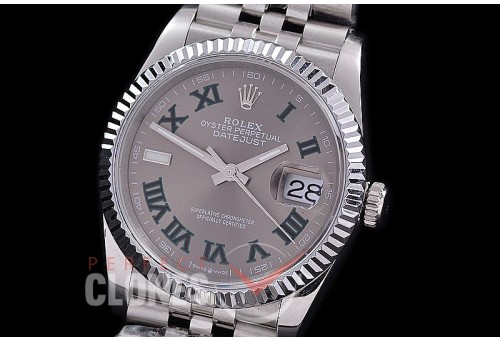 R36DJS-3235-136 GMF 126234 SS/SS Fluted/Jubilee Dark Rhodium Roman SH 3235 904L Steel 