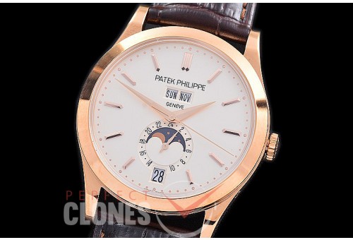 PP-5396-031L PPF Complications 5396 Annual Calender RG/LE White Miyota 9100 Mod to Calibre 324