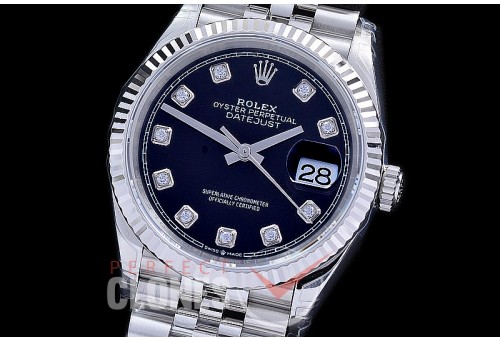 R36DJS-3235-062 XF/VSF 126234 904 Steel SS/SS Fluted/Jubilee Black Diamonds VS 3235 - 72 Hours Power Reserve 