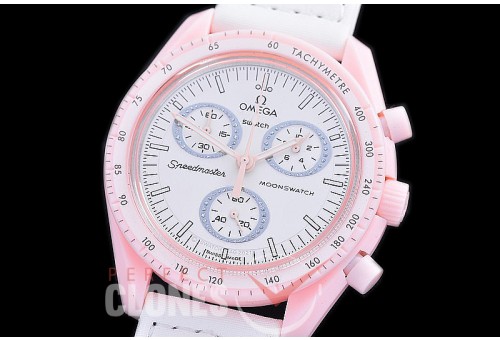 OMSPSW-101 Omega × Swatch Speedmaster MoonSwatch / Mission to Venus CER/NY Pink/White Japanese OS Quartz