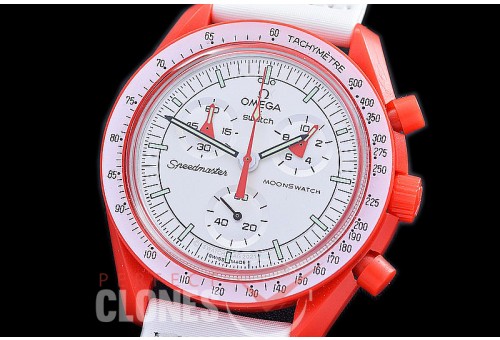 OMSPSW-102 Omega × Swatch Speedmaster MoonSwatch / Mission to Mars CER/NY Red/White Japanese OS Quartz