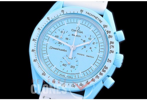 OMSPSW-104 Omega × Swatch Speedmaster MoonSwatch / Mission to Uranus CER/NY Light Blue/Light Blue Japanese OS Quartz