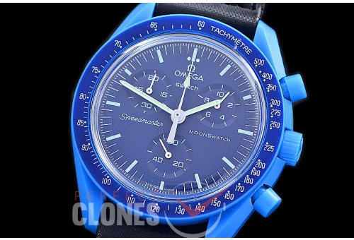 OMSPSW-105 Omega × Swatch Speedmaster MoonSwatch / Mission to Neptune CER/NY Blue/Blue Japanese OS Quartz