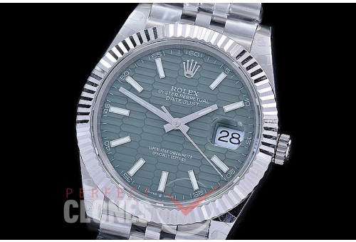 R41DJS-3235-109 BP 126334 Datejust 41mm SS/SS Fluted/Oyster Green Fluted Sticks VR 3235 