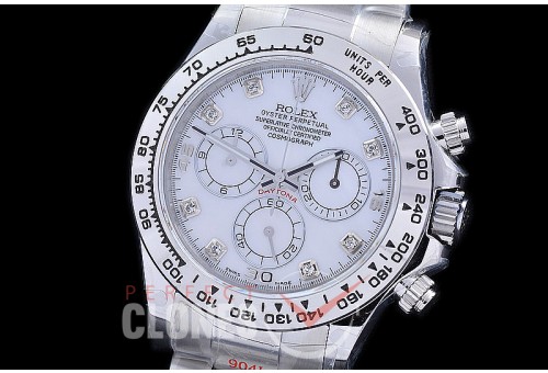 RLDS-4130-871 QF 904L Steel Daytona 116509 SS/SS White Diamonds 4130 Superclone