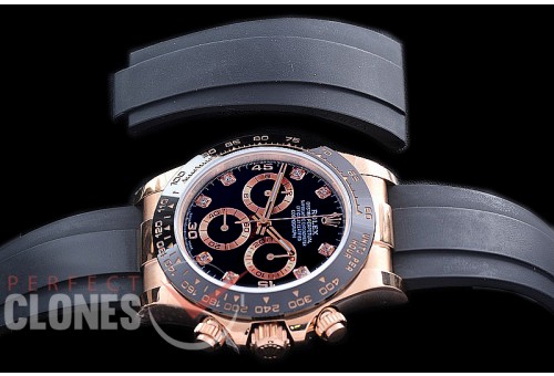 0 0 0 RLDFR-4130-872R QF 904L Steel Daytona 116515LN RG/CER/RU Black Diamonds 4130 Superclone