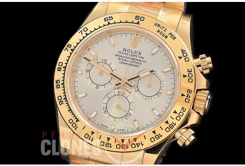 0 0 0 RLDF-4130-840 QF V3 904L Steel Daytona 116508 YG/YG Silver Sticks 4130 Superclone - 72 Hours Power Reserve Movement 