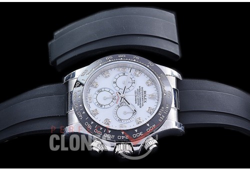 0 0 0 RLDS-4130-876R QF 904L Steel Daytona 116519LN SS/CER/RU White Diamonds 4130 Superclone