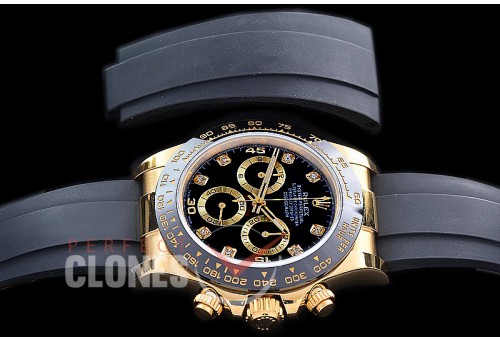 0 0 0 RLDF-4130-872R QF 904L Steel Daytona 116518LN YG/CER/RU Black Diamonds 4130 Superclone - 72 Hours Power Reserve 