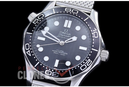 OM300M-60-102 Seamster Diver 300M Professional James Bond 60th Anniversary SS/ME Black A-2813 