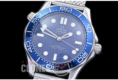 OM300M-60-101 Seamster Diver 300M Professional James Bond 60th Anniversary SS/ME Blue A-2813 