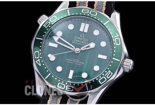 OM300M-60-103N Seamster Diver 300M Professional James Bond 60th Anniversary SS/NT Green A-2813 