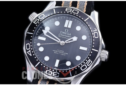 OM300M-60-102N Seamster Diver 300M Professional James Bond 60th Anniversary SS/NT Black A-2813 