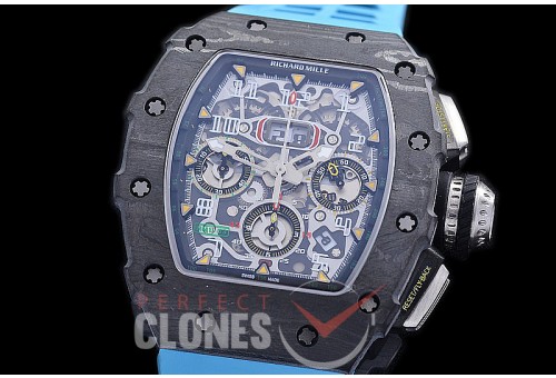 0 0 0 0 RM011-928D HHWF RM011-03 NTPT FC//RU Skeletonized A-7750 28800 - Cyan Blue Rubber Strap 