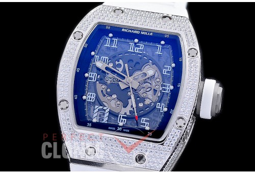 0 0 0 0 RM010-001 HHWF RM010 SS/RU Skeletonized Asian Custom Calibre White Rubber Strap 