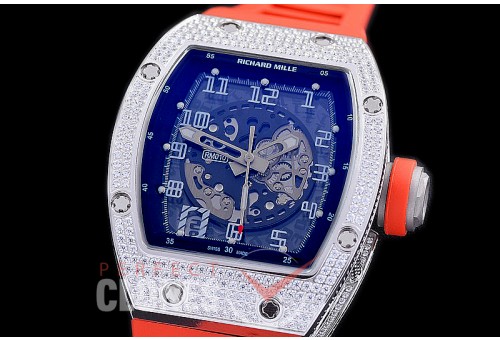 0 0 0 0 RM010-003 HHWF RM010 SS/RU Skeletonized Asian Custom Calibre Red Rubber Strap 